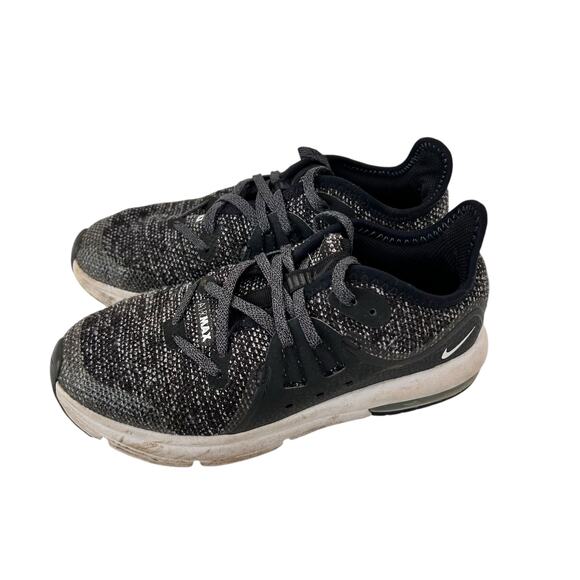 Nike Air Max Sequent 3 Black Knit Sneakers Sz 1Y - Picture 3 of 6